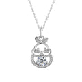 Bunny Round Moissanite Necklace with CZ in White Gold-Plated S925 sterling silver white background product photo showing bunny pendant with round moissanite center and CZ ears