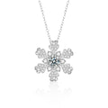 Snowflake Round Moissanite Necklace with CZ in White Gold-Plated S925 sterling silver white background product photo showing snowflake pendant with a 0.5 ct round moissanite and CZ-set icy branches