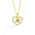 Heart Cross Moissanite Necklace with CZ in Gold-Plated S925 sterling silver white background front product view showing open heart pendant framing a cross and heart-cut moissanite