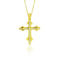 Cross Pave Moissanite Necklace in Gold-Plated S925 sterling silver white background front product view showing sculpted cross pendant traced with 38 small round moissanite stones
