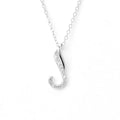 Snake Pave Moissanite Necklace in White Gold-Plated S925 sterling silver white background front product view showing slender coiled snake pendant set with 14 small round moissanite stones