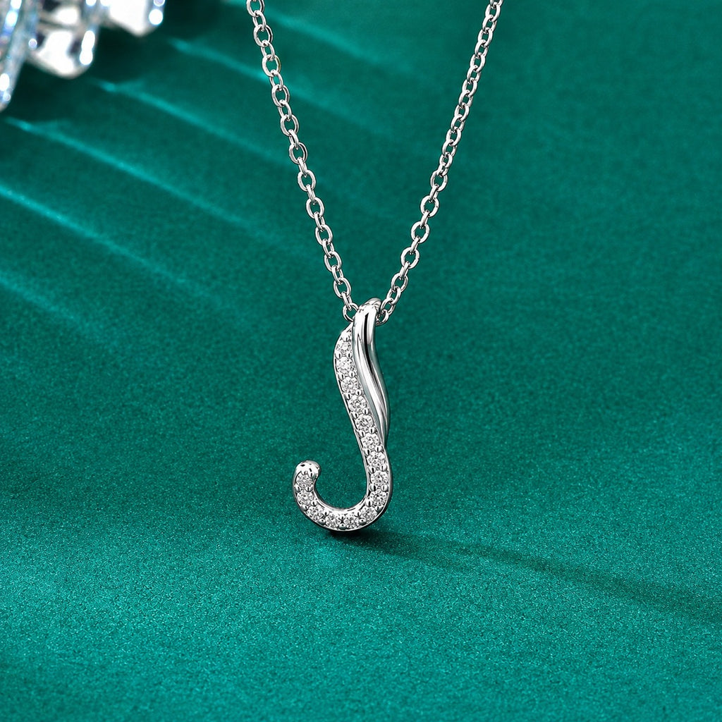 Snake Pave Moissanite Necklace in White Gold-Plated S925 sterling silver close-up styled product scene showing pendant setting