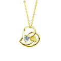 Double Heart Moissanite Necklace with CZ in Gold-Plated S925 sterling silver white background front product view showing layered double-heart pendant set with a heart-cut moissanite and CZ accent heart