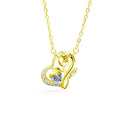 Rose Heart Moissanite Necklace with CZ in Gold-Plated S925 sterling silver white background front product view showing heart pendant shaped by a sculpted rose stem and heart-cut moissanite