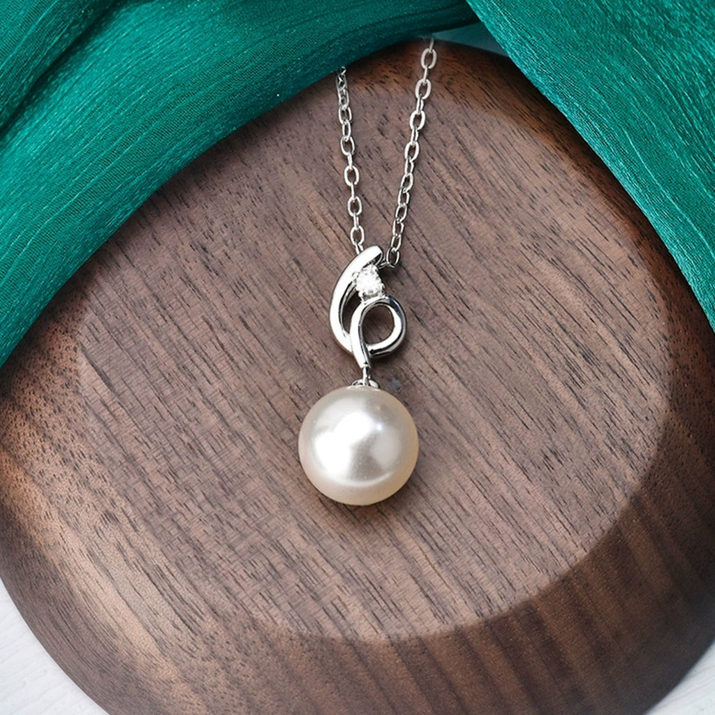 Pearl Drop Round Moissanite Necklace in Gold-Plated S925 sterling silver additional product styling view
