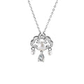 Ruyi Pear Cut Moissanite and Pearl Necklace with CZ in Gold-Plated S925 sterling silver alternate metal color white background product view showing a ruyi-inspired openwork pendant with pearl drops and a pear-cut moissanite