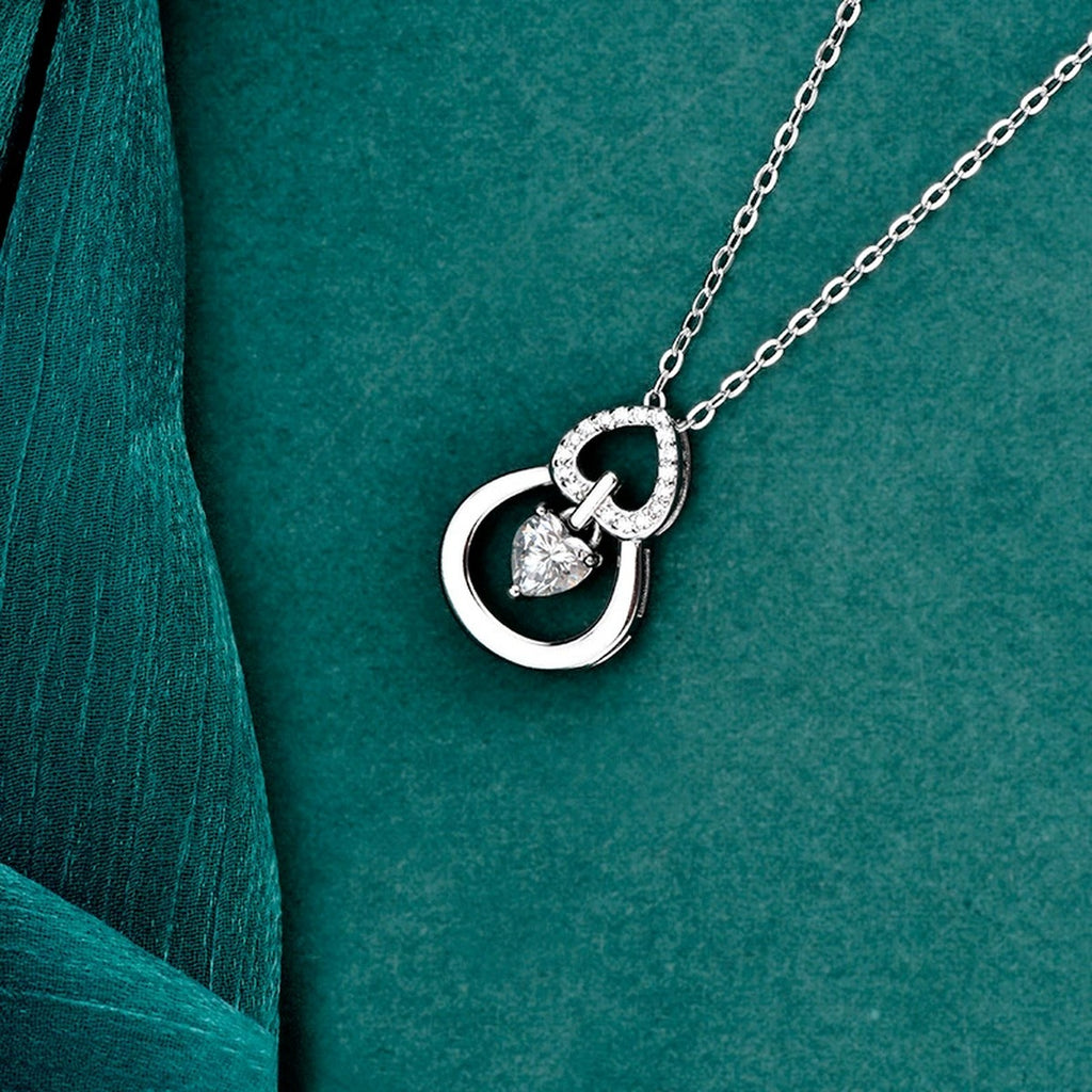 Gourd Heart Cut Moissanite Pendant Necklace with CZ in Gold-Plated S925 sterling silver additional product styling view