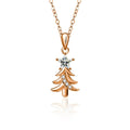 Christmas Tree Star Cut Moissanite Necklace with CZ in Gold-Plated S925 sterling silver white background front product view showing sculptural Christmas tree pendant crowned with a star-cut moissanite and CZ accents