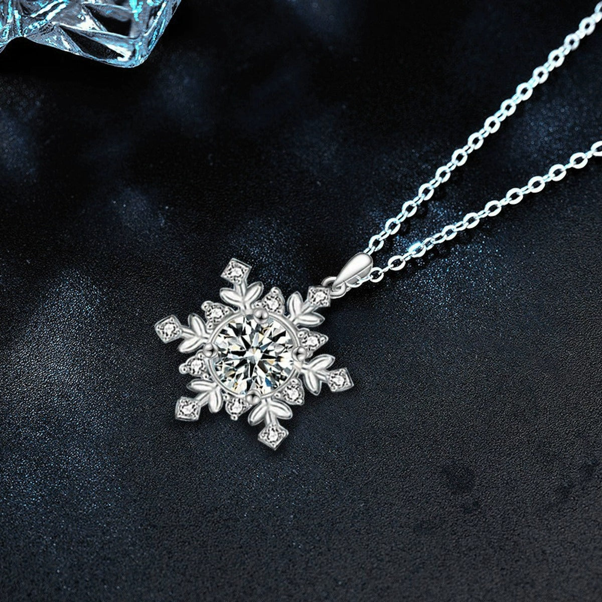 Snowflake Round Moissanite Pendant Necklace in Gold-Plated S925 sterling silver additional product styling view