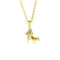 Horse Round Moissanite Necklace in Gold-Plated S925 sterling silver white background front product view showing sculpted horse pendant accented with graduated round moissanite stones