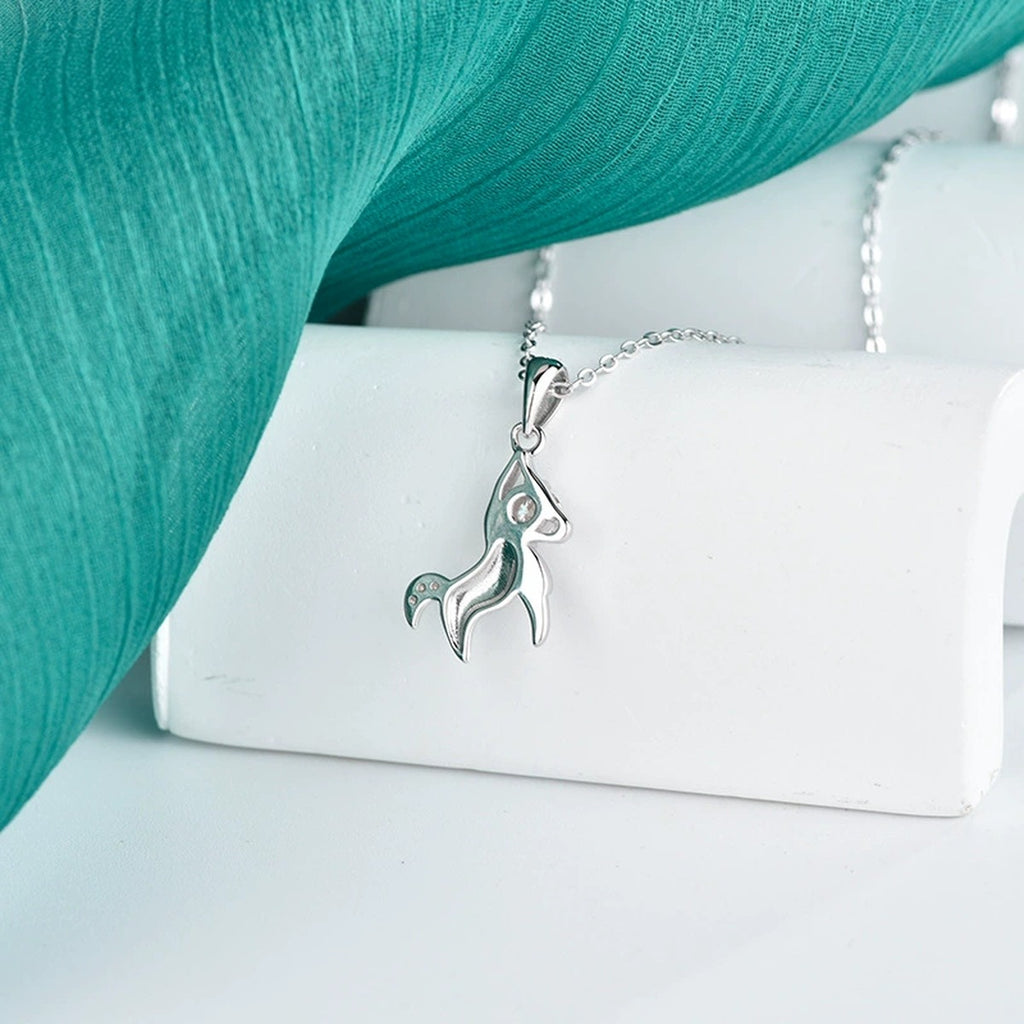 Horse Round Moissanite Necklace in Gold-Plated S925 sterling silver angled product detail view