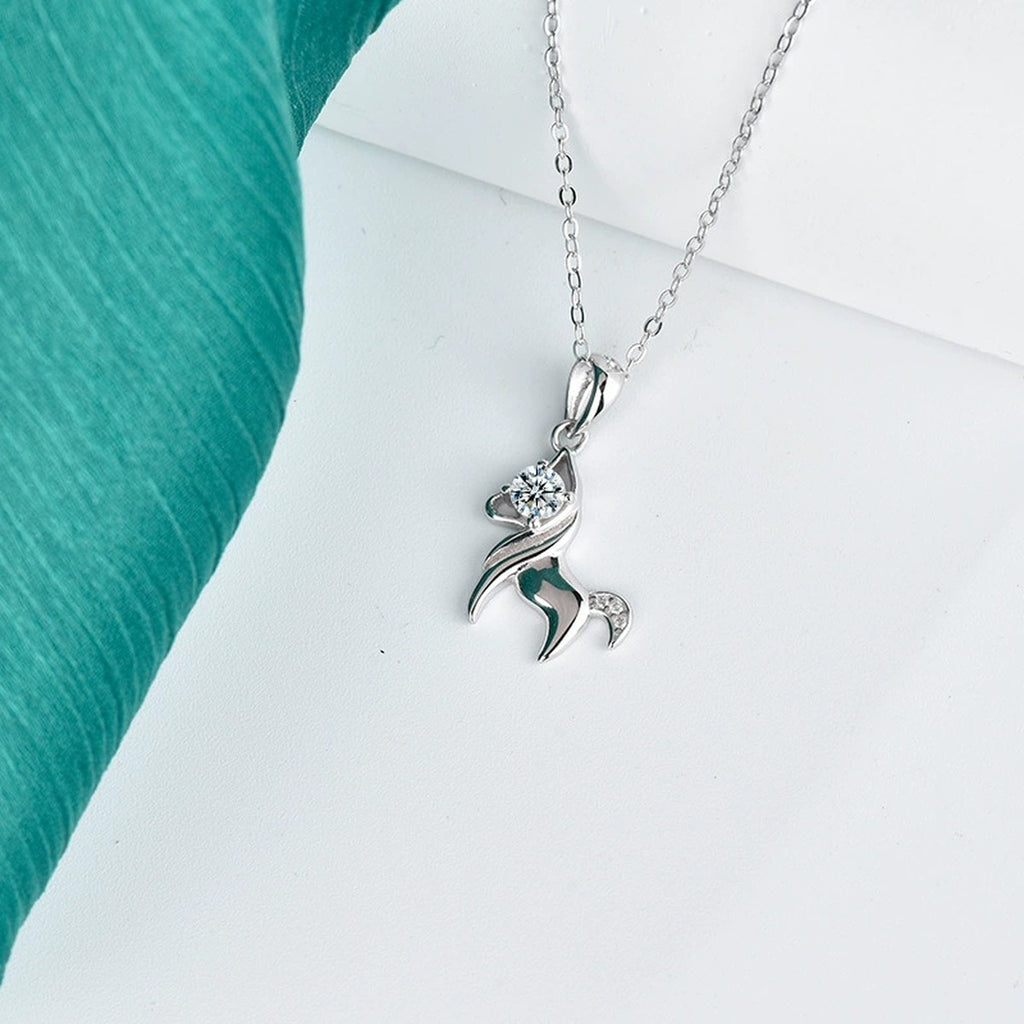 Horse Round Moissanite Necklace in Gold-Plated S925 sterling silver additional product styling view