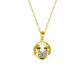 Horseshoe Round Moissanite Necklace in Gold-Plated S925 sterling silver white background front product view showing open horseshoe pendant centered with a round moissanite