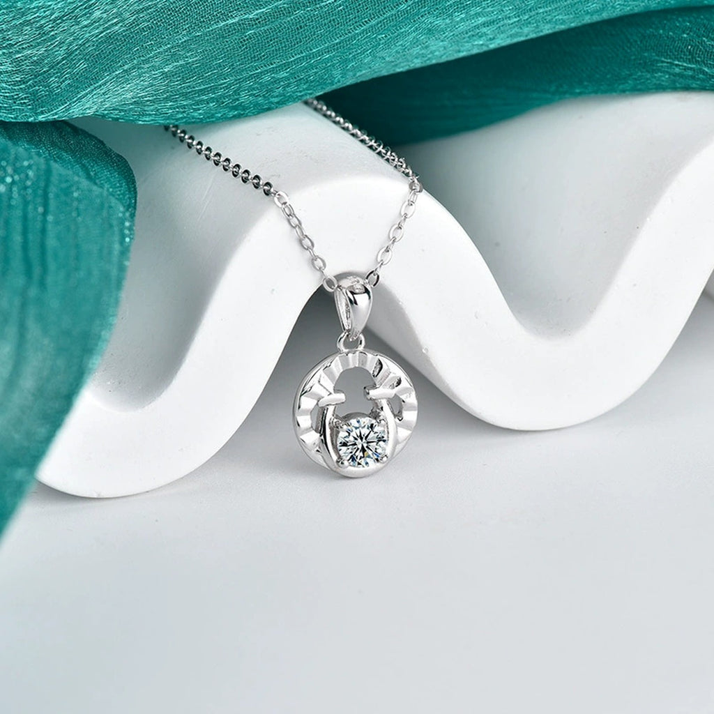 Horseshoe Round Moissanite Necklace in Gold-Plated S925 sterling silver additional product styling view