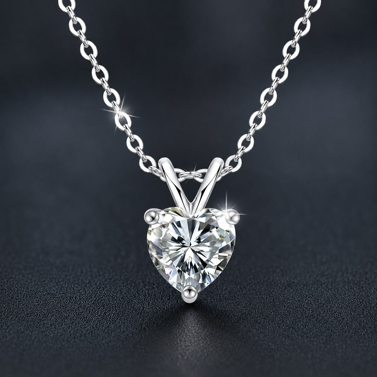 Heart Cut Moissanite Solitaire Necklace in Gold-Plated S925 sterling silver close-up styled product scene showing pendant setting