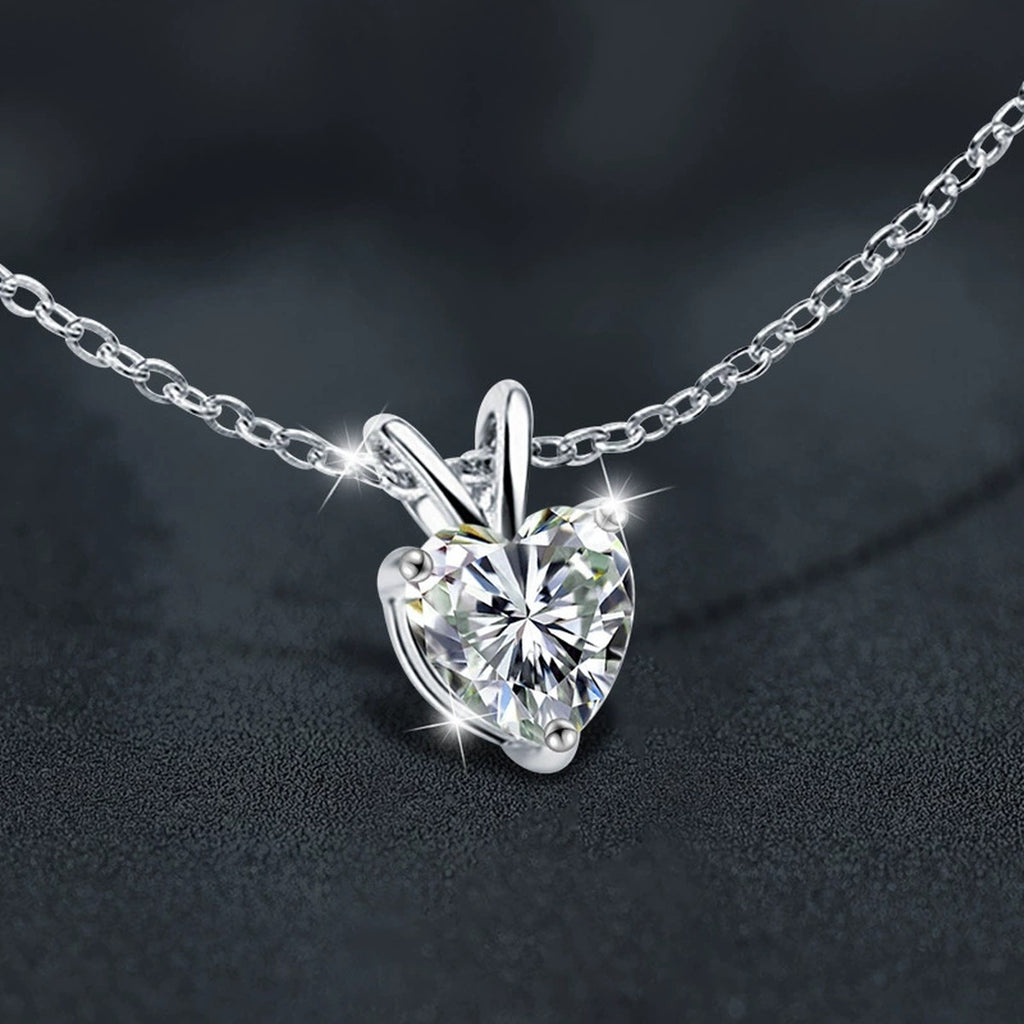 Heart Cut Moissanite Solitaire Necklace in Gold-Plated S925 sterling silver angled product detail view