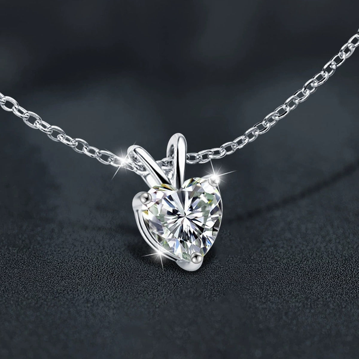 Heart Cut Moissanite Solitaire Necklace in Gold-Plated S925 sterling silver angled product detail view
