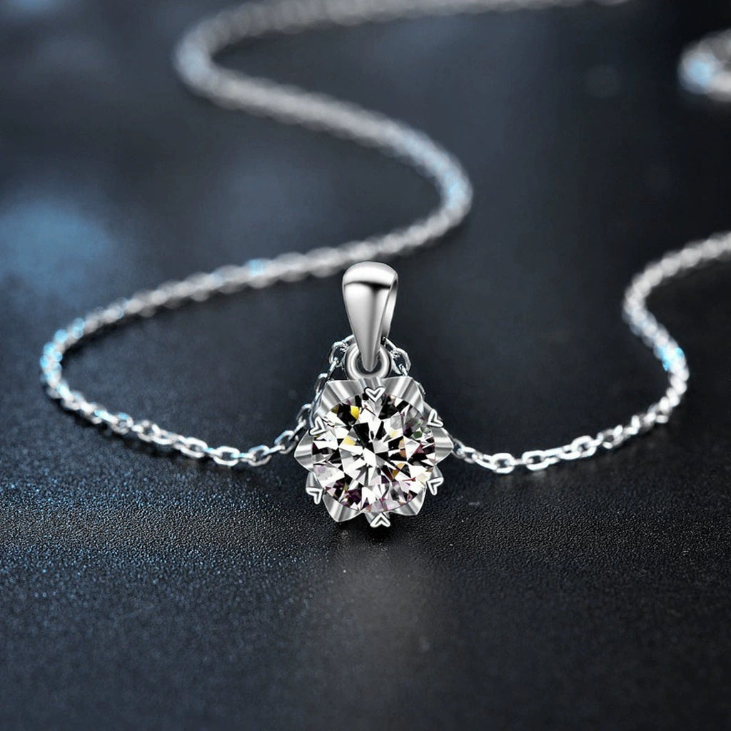 Snowflake Round Moissanite Necklace in Gold-Plated S925 sterling silver additional product styling view