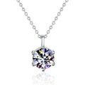 Six-Prong Round Moissanite Solitaire Necklace in Gold-Plated S925 sterling silver alternate metal color white background product view showing a classic six-prong solitaire with white or iridescent moissanite