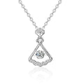 Dancing Skirt Round Moissanite Necklace with CZ in White Gold-Plated S925 sterling silver white background product photo showing dancing skirt pendant with round moissanite and CZ accents