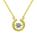 Circle Round Moissanite Necklace with CZ in Gold-Plated S925 sterling silver white background product photo showing circle pendant with a 0.5 ct round moissanite and CZ accents