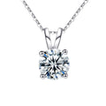 Four-Prong Round Moissanite Solitaire Necklace in Gold-Plated S925 sterling silver alternate metal color white background product view showing a round solitaire in a clean four-prong setting