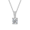 Solitaire Round Moissanite Necklace with CZ in White Gold-Plated S925 sterling silver white background product photo showing solitaire-inspired pendant with a 1 ct round moissanite and small CZ detail
