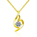 Musical Note Round Moissanite Necklace in Gold-Plated S925 sterling silver white background front product view showing flowing musical note pendant cradling a round moissanite