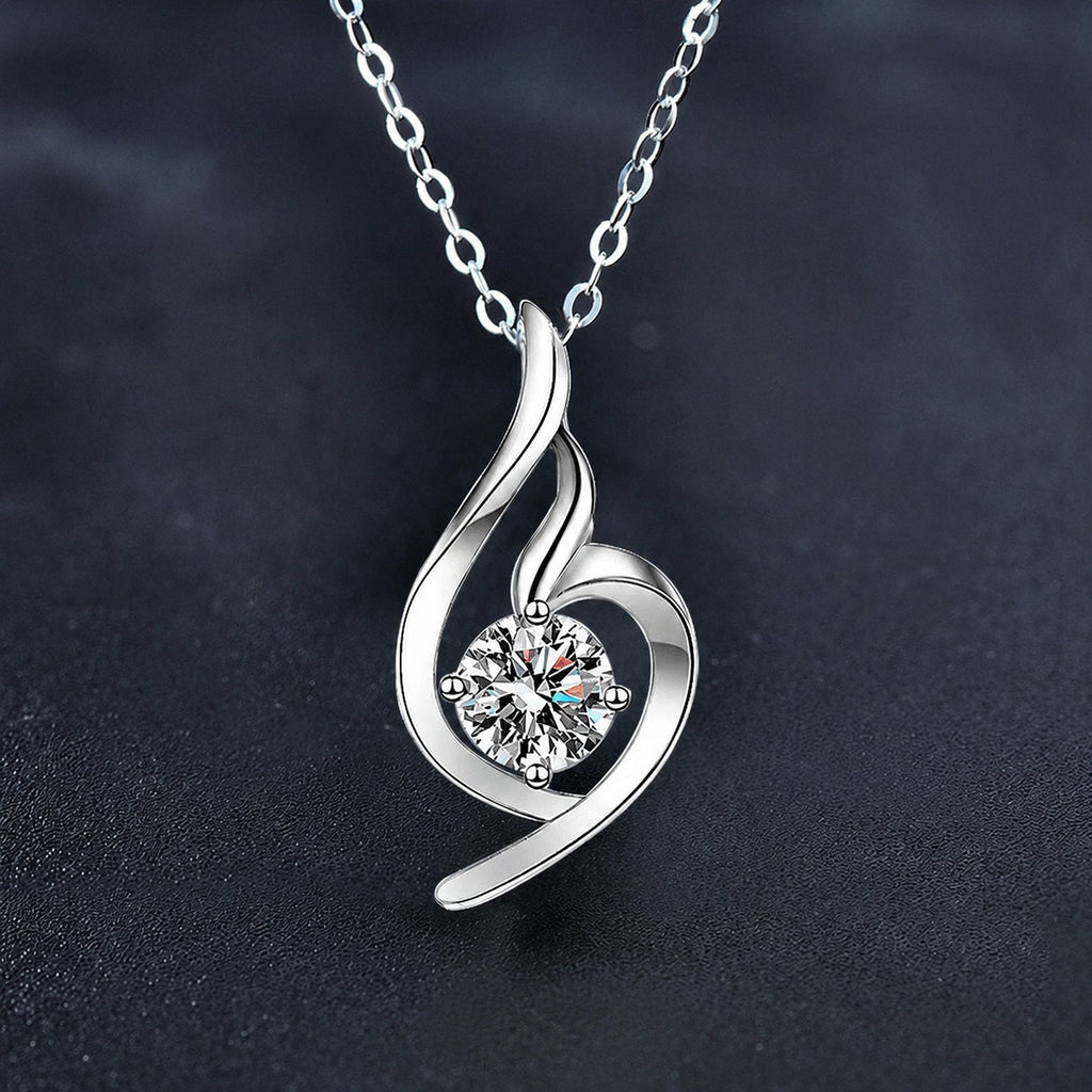 Musical Note Round Moissanite Necklace in Gold-Plated S925 sterling silver close-up styled product scene showing pendant setting