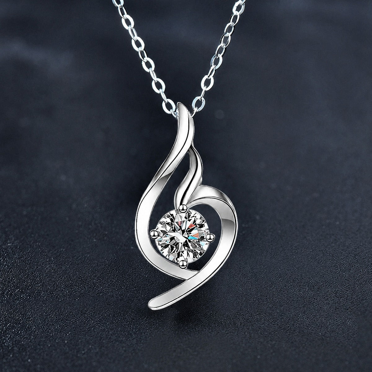Musical Note Round Moissanite Necklace in Gold-Plated S925 sterling silver close-up styled product scene showing pendant setting