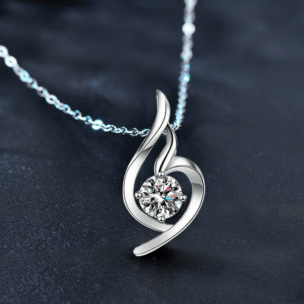 Musical Note Round Moissanite Necklace in Gold-Plated S925 sterling silver display scene showing chain and stone layout