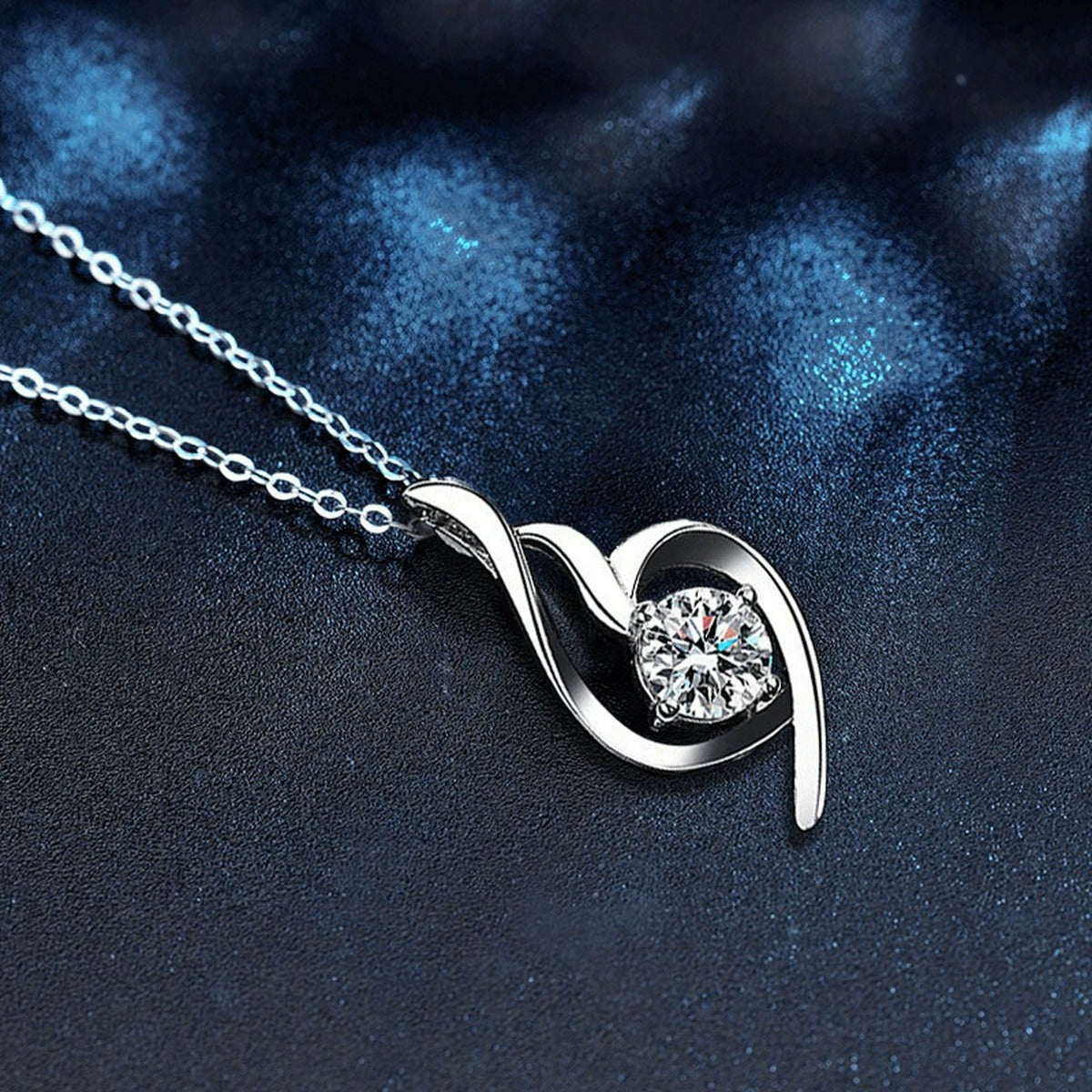 Musical Note Round Moissanite Necklace in Gold-Plated S925 sterling silver angled product detail view