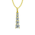 Vertical Five-Stone Moissanite Necklace in Gold-Plated S925 sterling silver white background product photo showing vertical five-stone pendant with graduated round moissanite stones in white gold or yellow gold plating