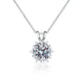 Snowflake Halo Round Moissanite Necklace in Gold-Plated S925 sterling silver alternate metal color white background product view showing a sculptural snowflake halo surrounding a round moissanite