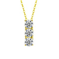 Bar Round Moissanite Necklace in Gold-Plated S925 sterling silver white background product photo showing vertical bar pendant with a row of round moissanite stones in white gold or yellow gold plating