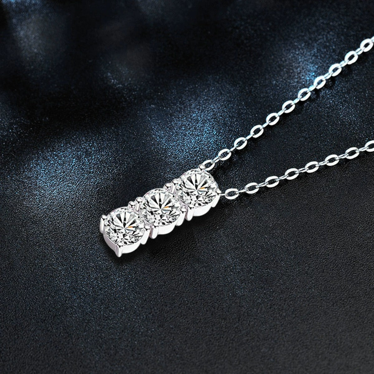 Bar Round Moissanite Necklace in Gold-Plated S925 sterling silver angled product detail view