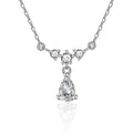 Pear Cut Teardrop Moissanite Necklace with CZ in White Gold-Plated S925 sterling silver white background front product view showing pear-cut moissanite drop suspended from a graduated CZ necklace motif
