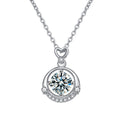 Heart Round Moissanite Necklace with CZ in Gold-Plated S925 sterling silver white background product photo showing heart-top round moissanite pendant with CZ accents