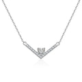 V Heart Cut Moissanite Necklace with CZ in White Gold-Plated S925 sterling silver white background product photo showing v-shaped pendant with a 5x5mm heart-cut moissanite and CZ accents