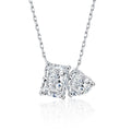 Radiant and Heart Cut Moissanite Necklace in White Gold-Plated S925 sterling silver white background product photo showing solitaire pendant combining a radiant-cut moissanite and a heart-cut moissanite accent