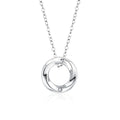 Mobius Couples Necklace with Heart Cut Moissanite in White Gold-Plated S925 sterling silver white background product photo showing mobius ring couples necklace with a plain men's pendant and heart-cut moissanite women's pendant
