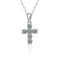 Cross Multi-Moissanite Necklace in White Gold-Plated S925 sterling silver white background product photo showing cross pendant set with multiple small round moissanite stones in a bright white gold-plated frame