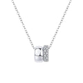 Double Circle Moissanite Necklace in Gold-Plated S925 sterling silver white background product photo showing double circle pendant with small round moissanite accents