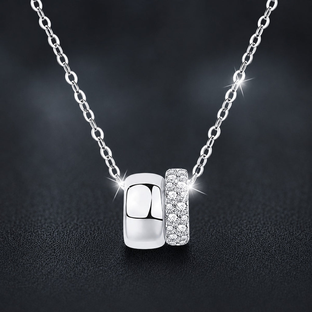 Double Circle Moissanite Necklace in Gold-Plated S925 sterling silver close-up product scene showing pendant setting