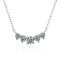 Smile Round Moissanite Necklace in Gold-Plated S925 sterling silver white background product photo showing smile arc necklace with multiple round moissanite stones