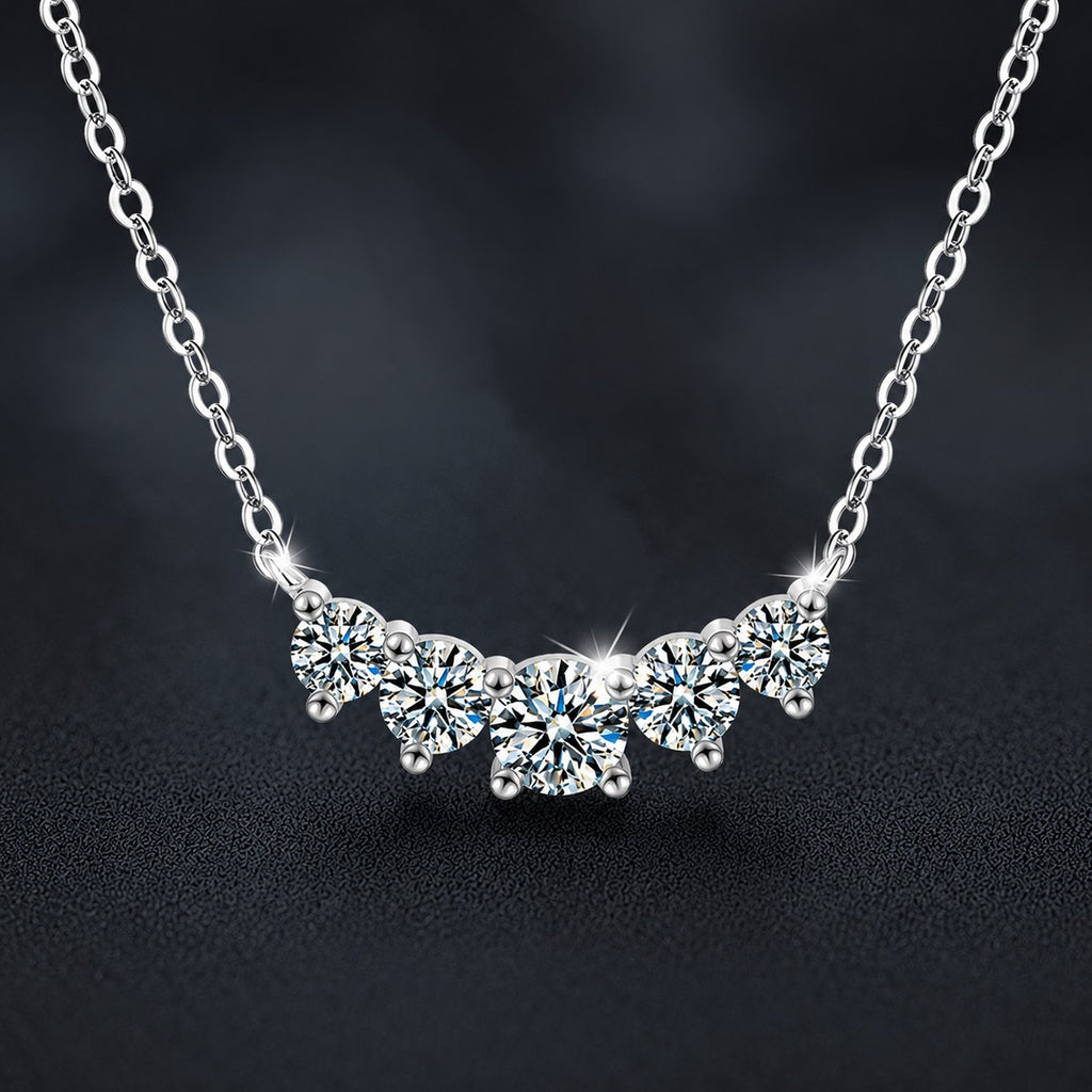 Smile Round Moissanite Necklace in Gold-Plated S925 sterling silver close-up product scene showing pendant setting