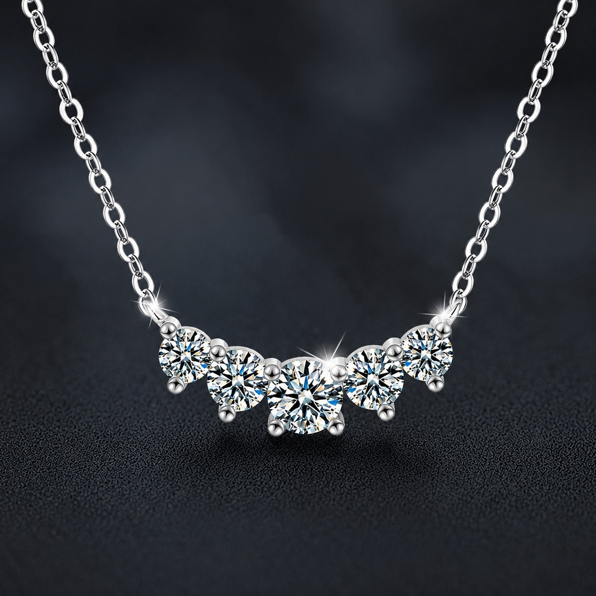 Smile Round Moissanite Necklace in Gold-Plated S925 sterling silver close-up product scene showing pendant setting