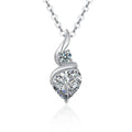 Teardrop Heart Cut Moissanite Necklace with CZ in Gold-Plated S925 sterling silver white background product photo showing teardrop pendant with a 2 ct heart-cut moissanite and CZ accents