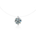 Round Moissanite Solitaire Illusion Necklace in Gold-Plated S925 sterling silver alternate metal color white background product view showing a floating round solitaire on a nearly invisible line