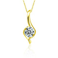 Musical Note Round Moissanite Necklace in Gold-Plated S925 sterling silver white background product photo showing musical note pendant with a 1 ct round moissanite center